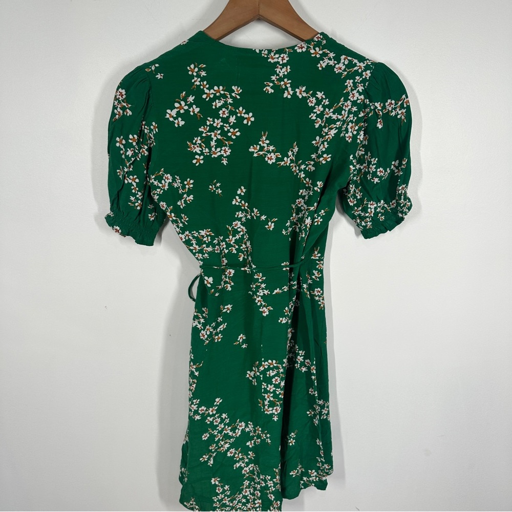 Faithfull the Brand Green Floral Mira Wrap Mini Dress Small - Picture 6 of 6